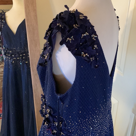 Mac Duggal Midnight Blue Embellished Maxi Dress - Picture 9 of 15